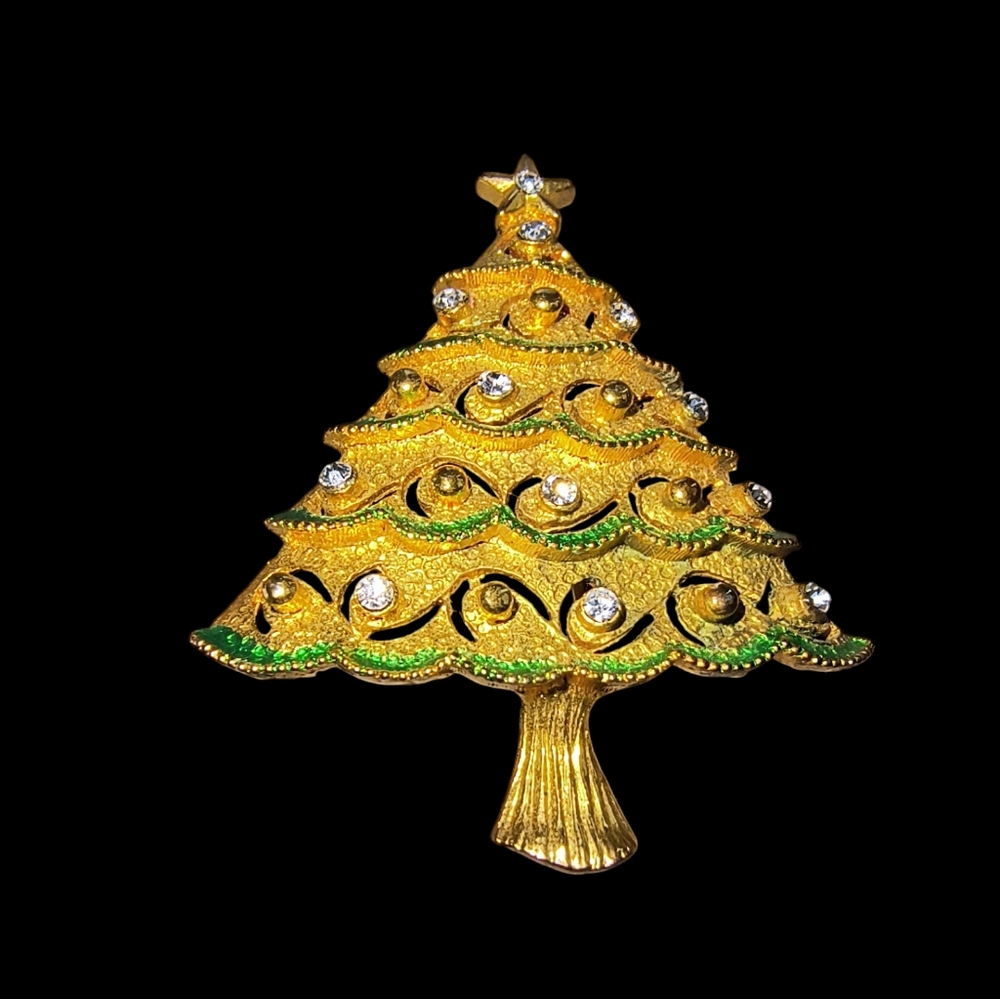 Vintage Eisenberg Ice Signed Holiday Christmas Tree Brooch
